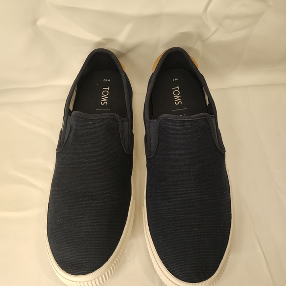TOMS Clemente Slip On Mens Sz 10 Blue Canvas Sneakers Casual Shoes EUC! - Picture 2 of 7
